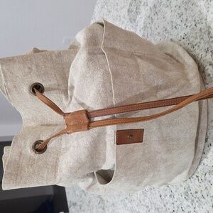 Humanoid Linen & Leather Barrel Minimalist Bag
